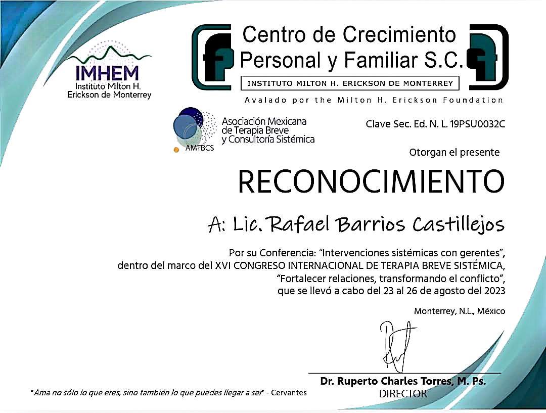 CCPYF Psicólogo Rafael Barrios Castillejos Centro de Terapia Breve tlazol