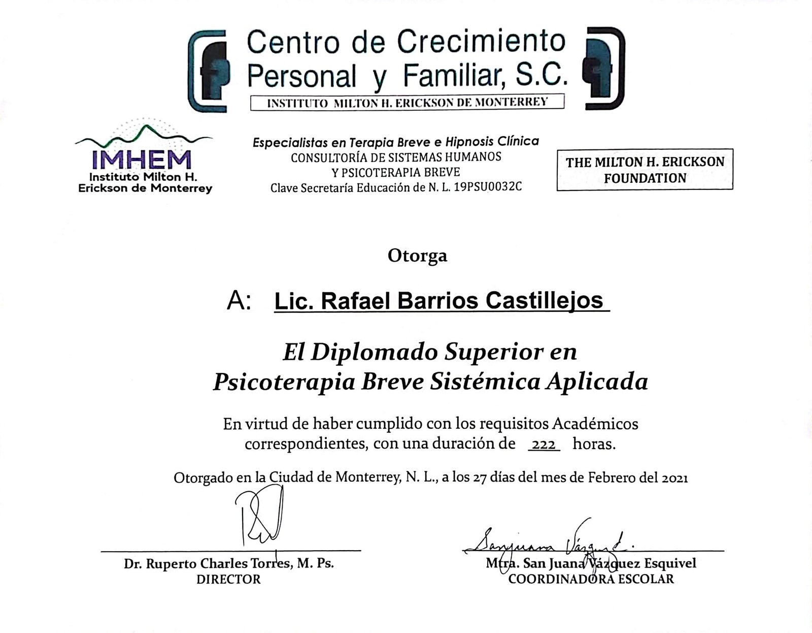 CCPYF Psicólogo Rafael Barrios Castillejos Centro de Terapia Breve tlazol