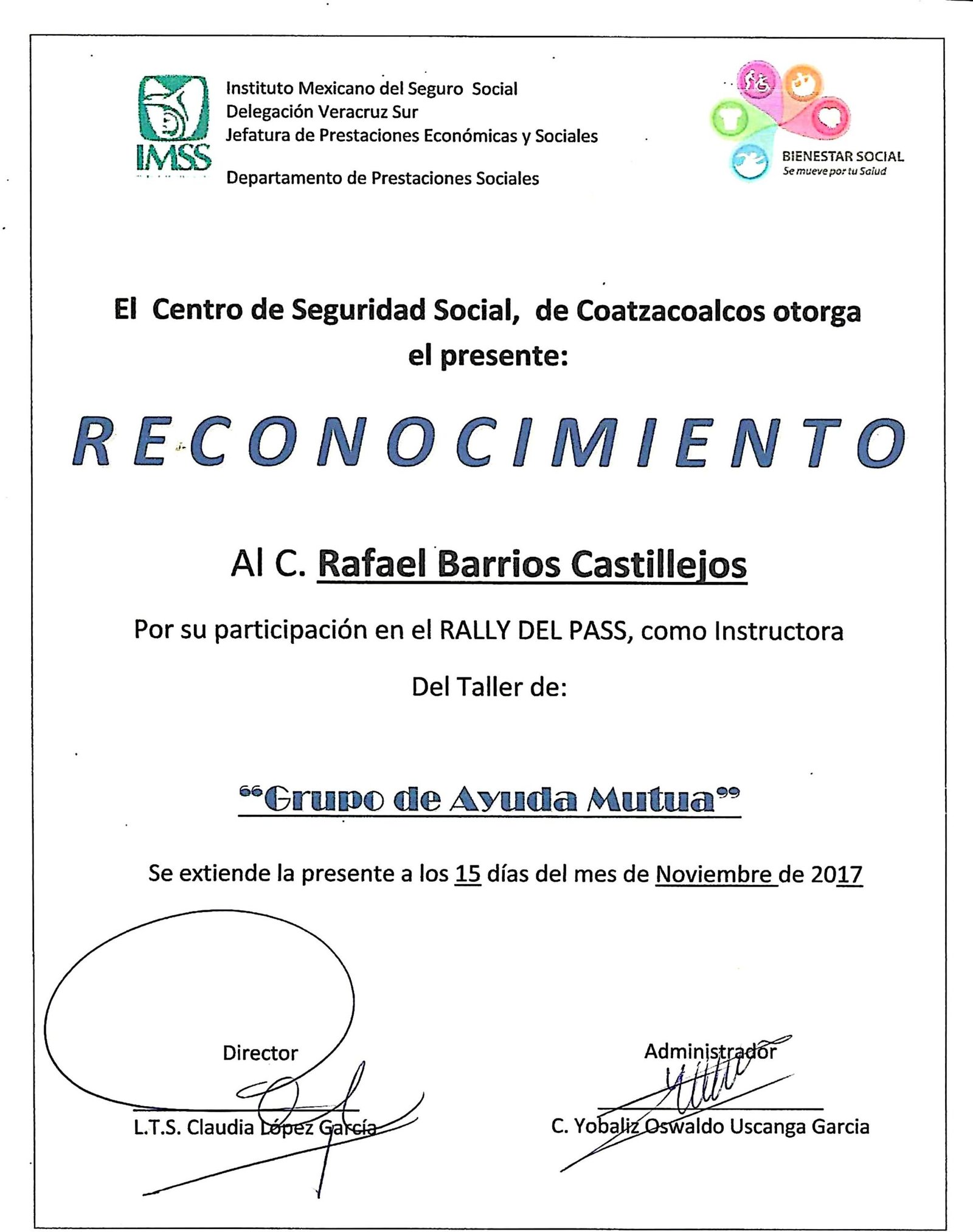 IMSS Psicólogo Rafael Barrios Castillejos Centro de Terapia Breve tlazol