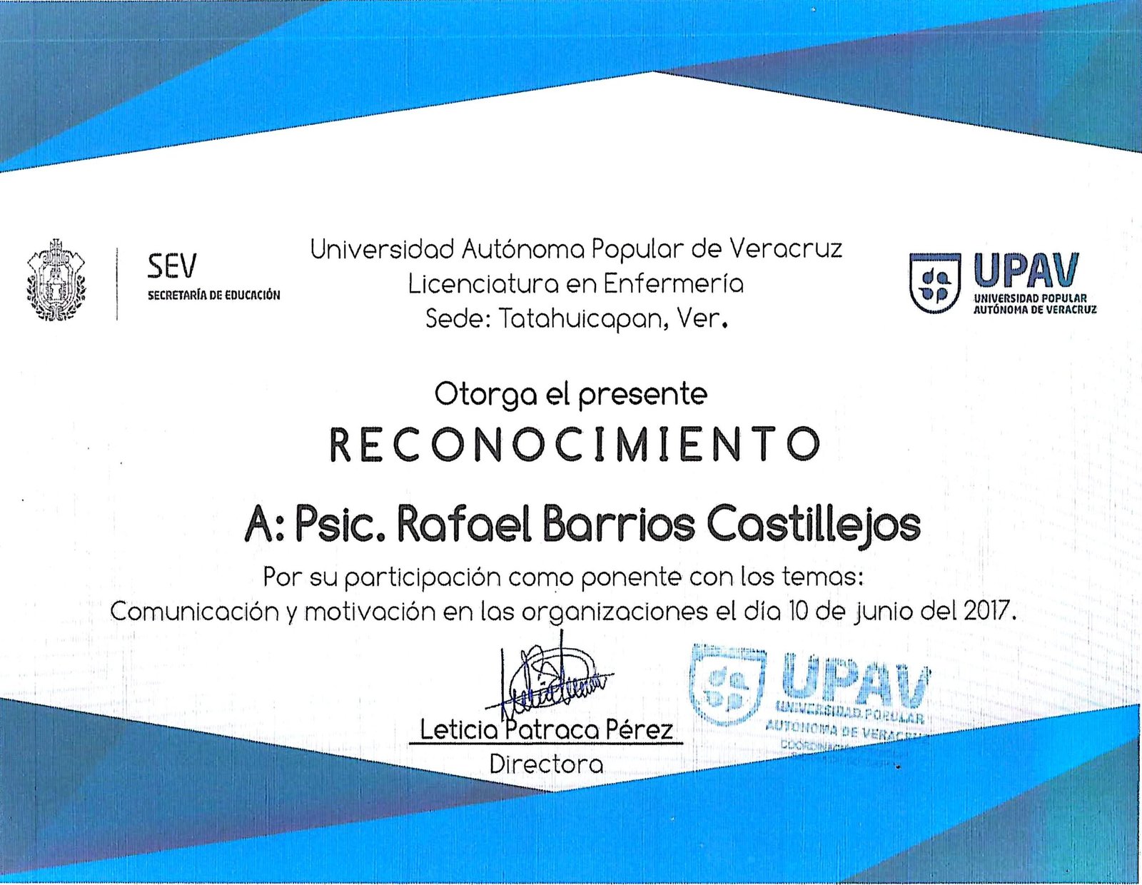 UPAV Psicólogo Rafael Barrios Castillejos Centro de Terapia Breve tlazol